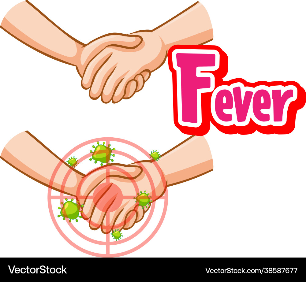 Fever font design with virus spreads from shaking Fever font design with virus spreads from shaking vector image