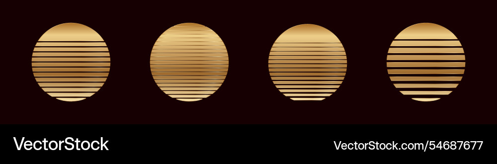 Golden oval objects with horizontal lines Vector Image