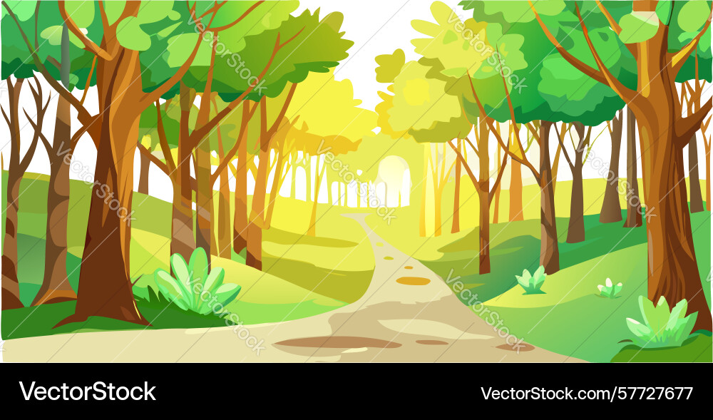 Path leading into deep enchanting forest Vector Image
