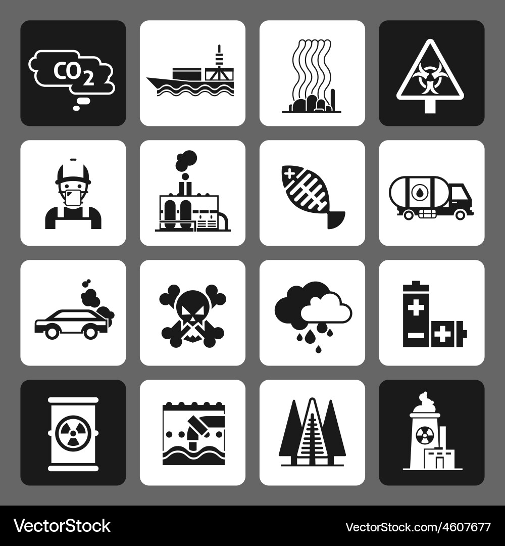 Pollution Icons - Danger & Impact Vector Image
