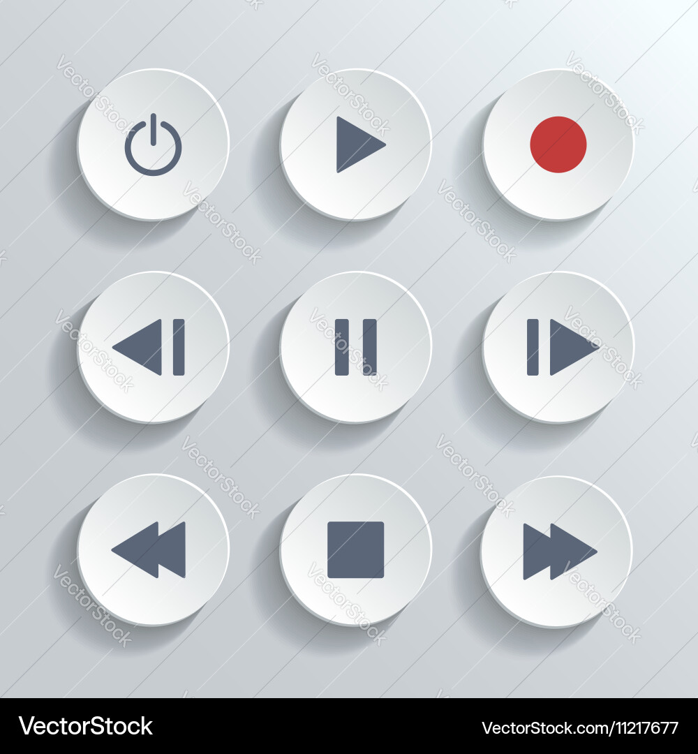 Round Media Player Buttons vector image