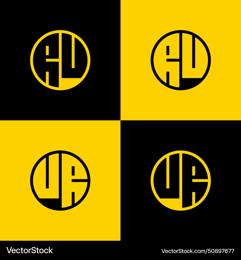 Simple ru and ur letters circle logo set suitable Vector Image