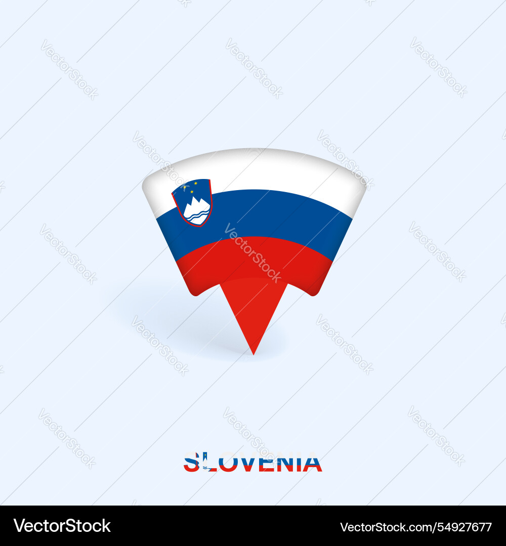 Slovenia flag map pointer design with shadow Vector Image