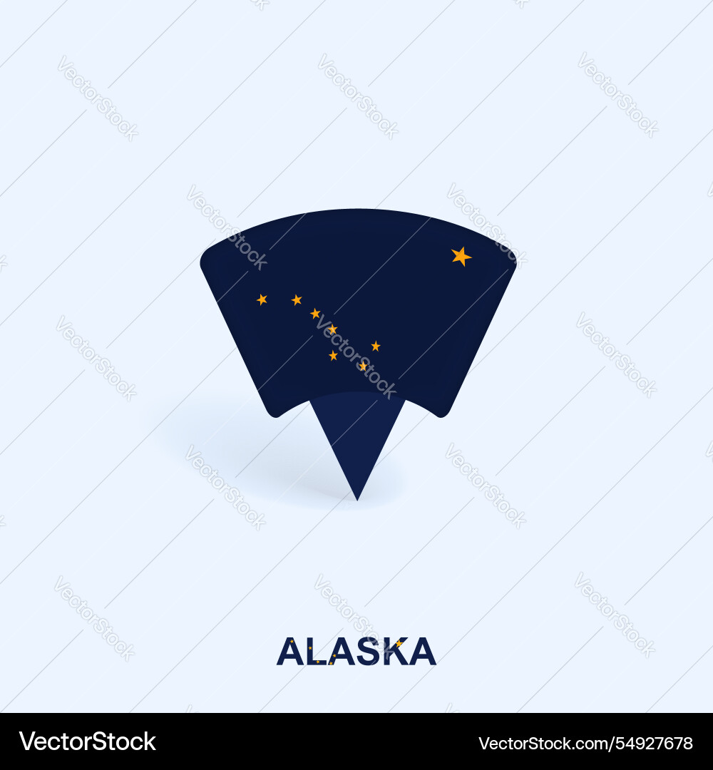 Alaska flag map pointer design with shadow Alaska flag map pointer design with shadow Vector Image