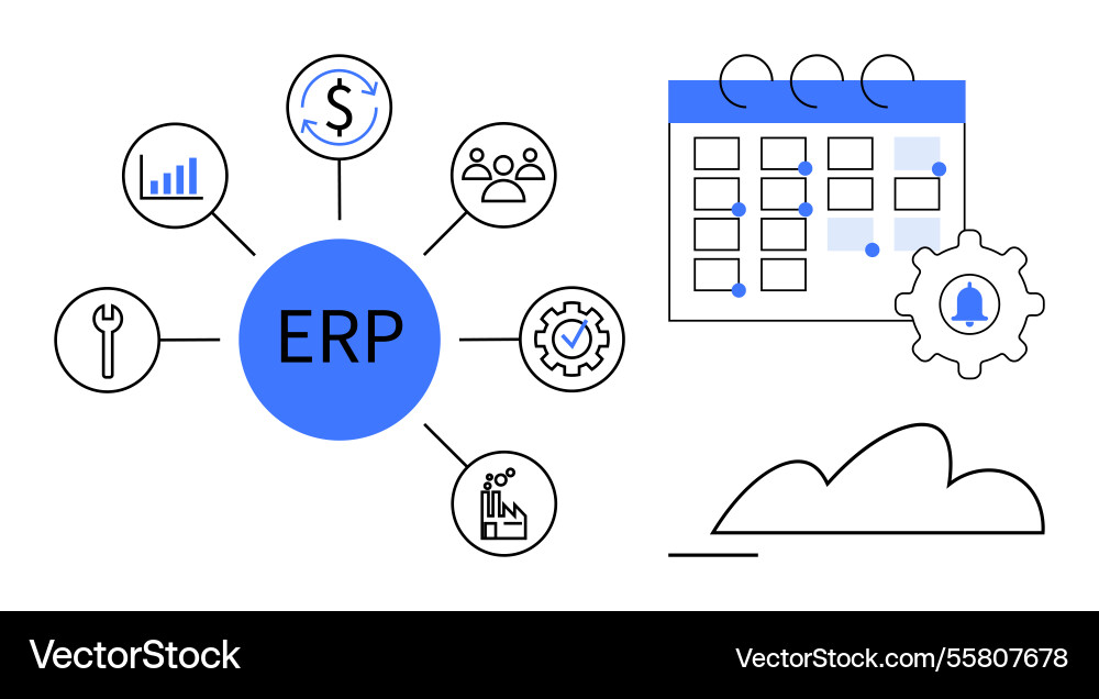 Erp system with centralized hub and calendar Vector Image