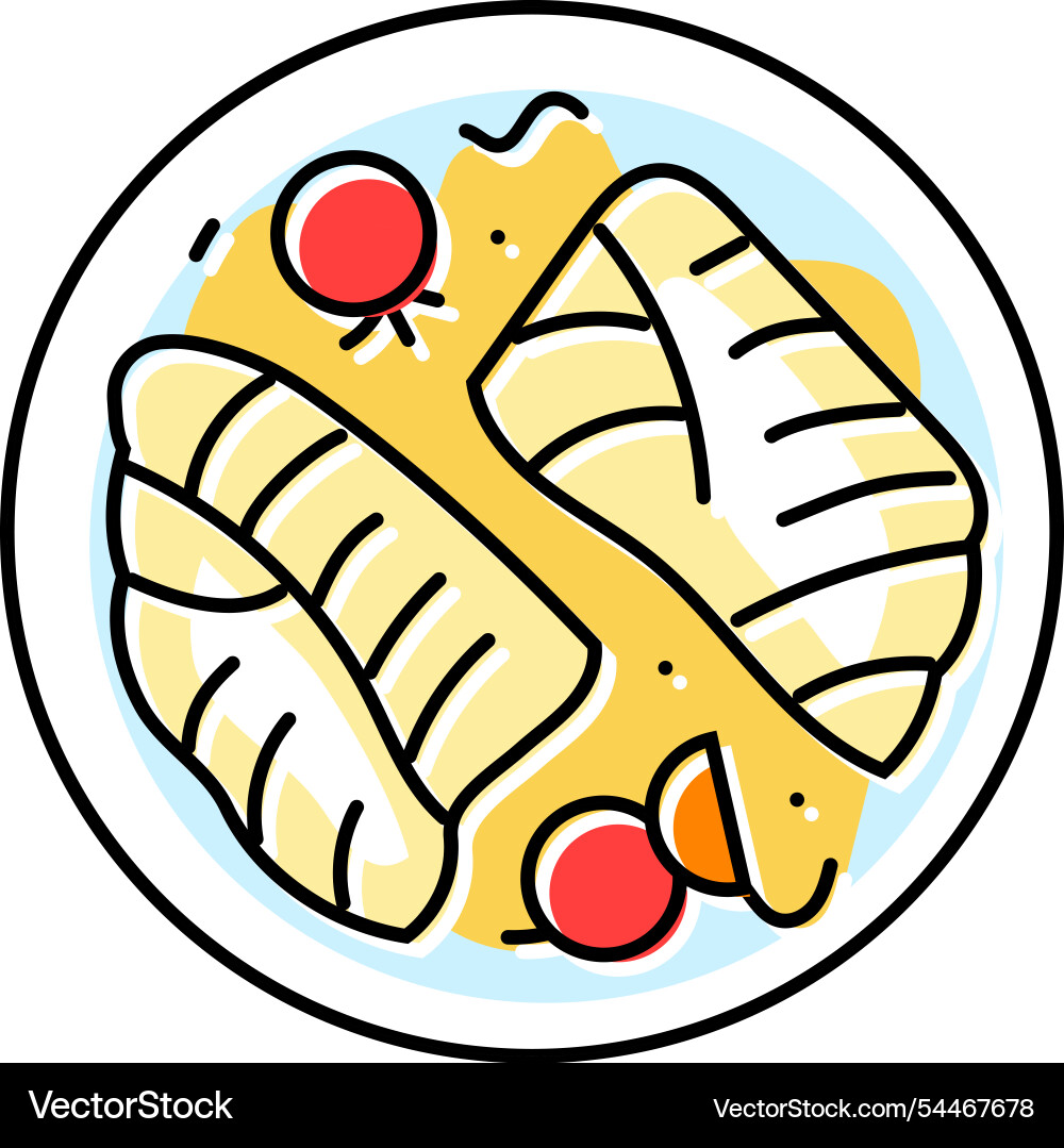 Gebackene Kabeljau Fischfarbe Icon Vektorbild