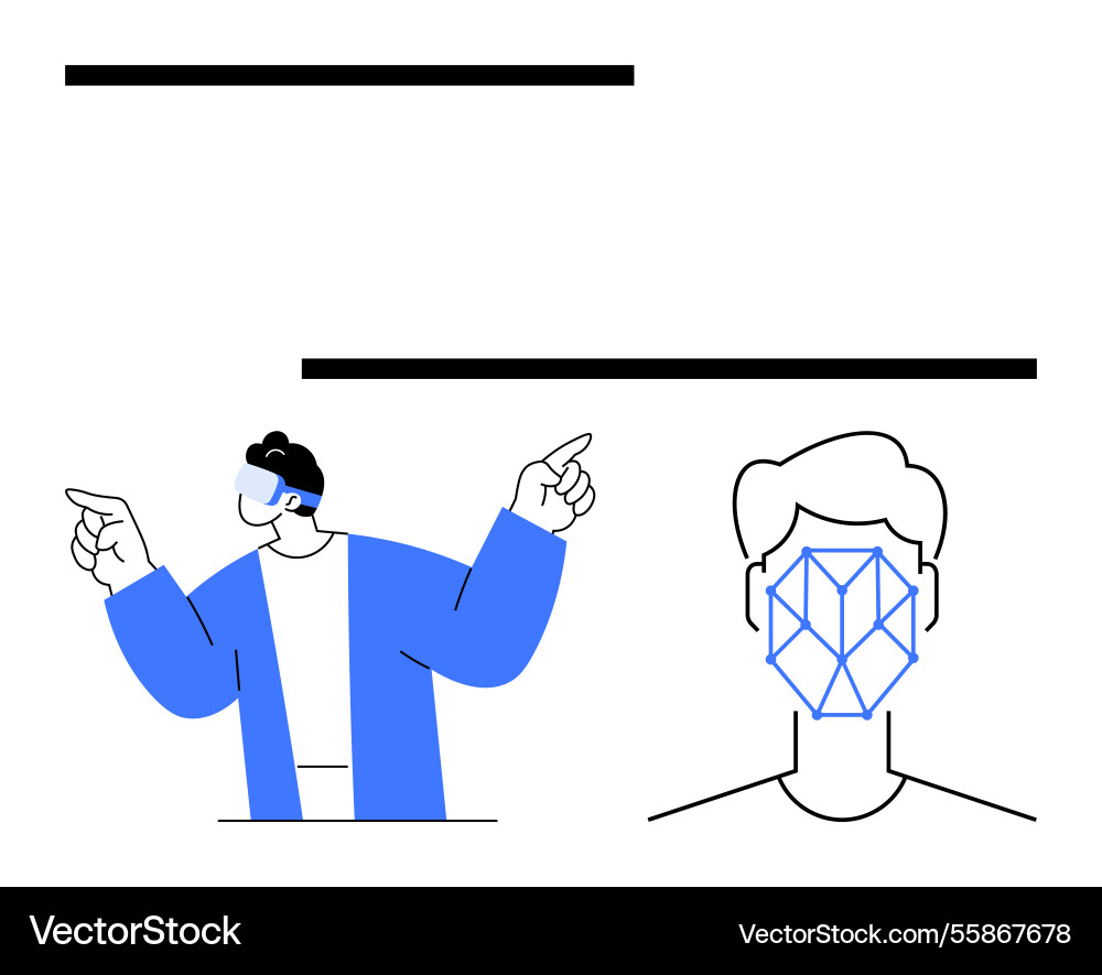 Man using augmented reality headset with facial Man using augmented reality headset with facial vector image