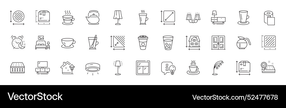 Stand lamp window and espresso line icons Vector Image
