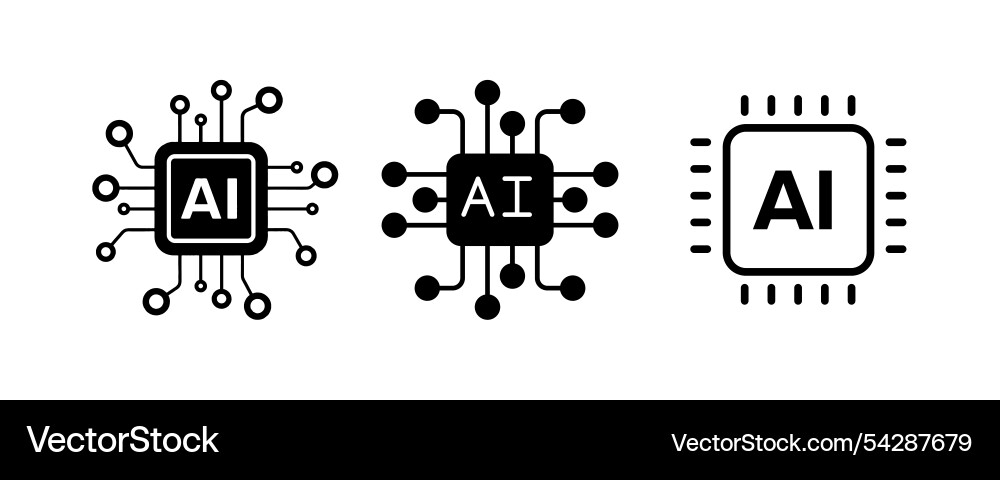 Artificial intelligence ai processor chip icon Artificial intelligence ai processor chip icon vector image