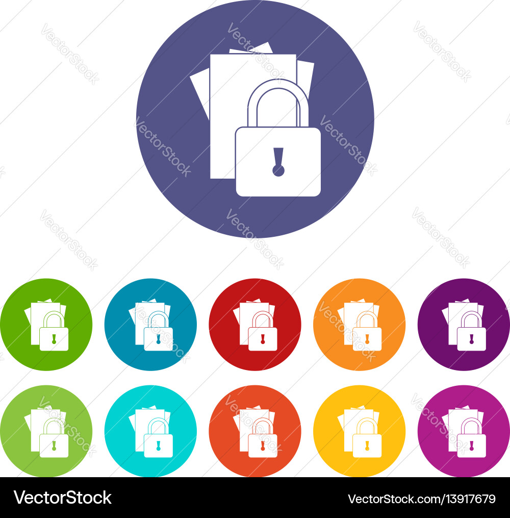 Folders with padlock set icons Folders with padlock set icons vector image