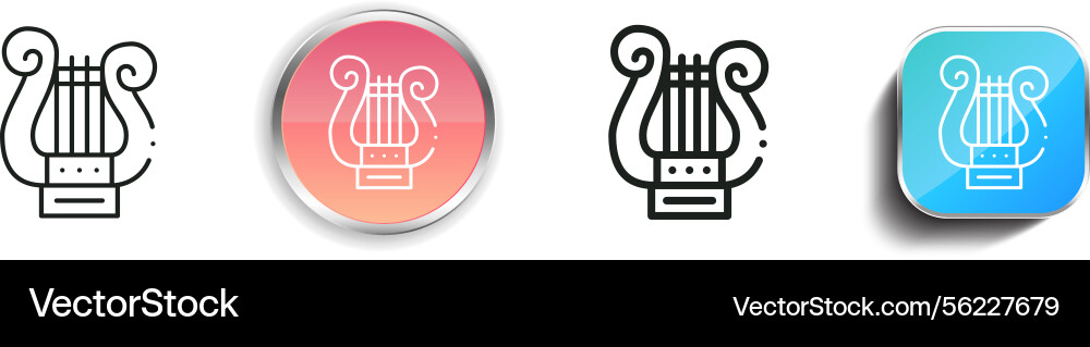 Lyre icon thin linear regular and button style Lyre icon thin linear regular and button style Vector Image