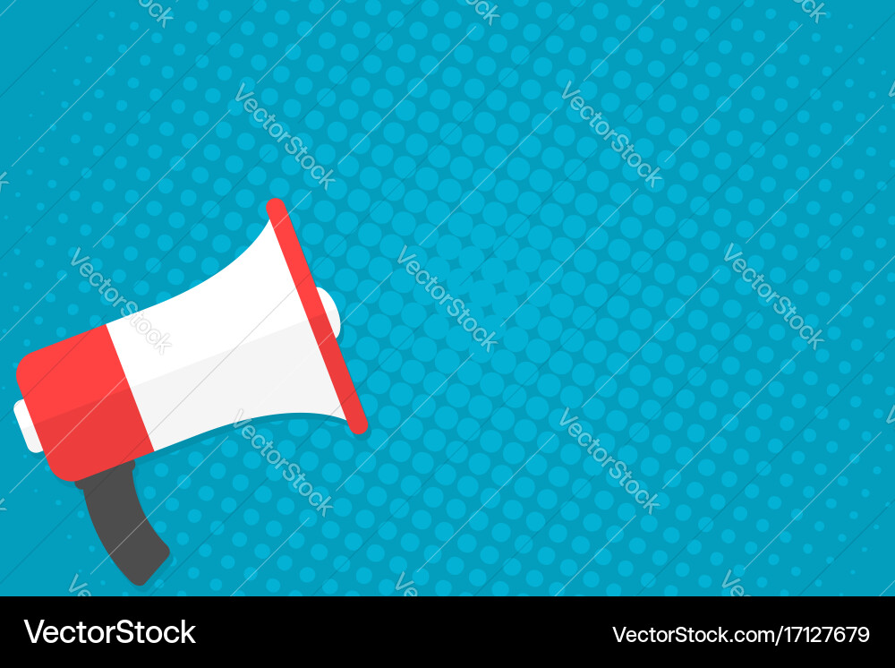 Megaphone on background with halftone dots pop vector image