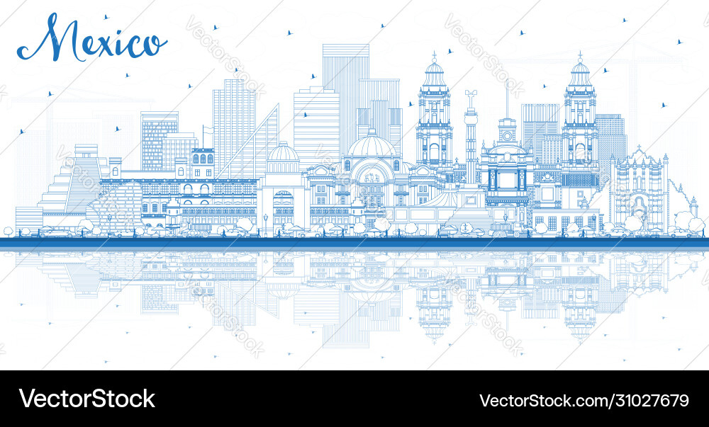 Outline mexico Stadt Skyline mit blauen Gebäuden Outline mexico Stadt Skyline mit blauen Gebäuden vektorbild
