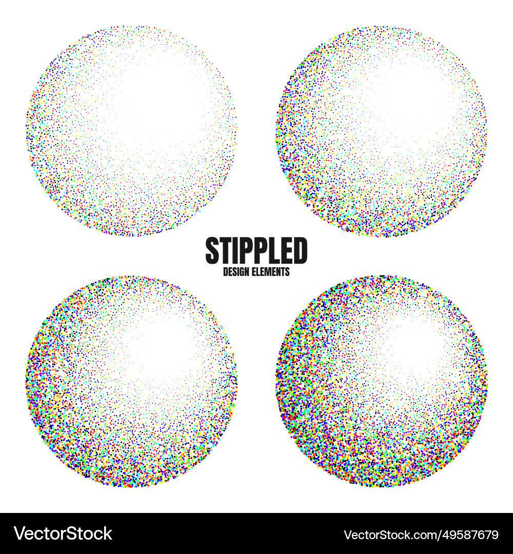 Round shaped dotted objects vintage stipple vector image