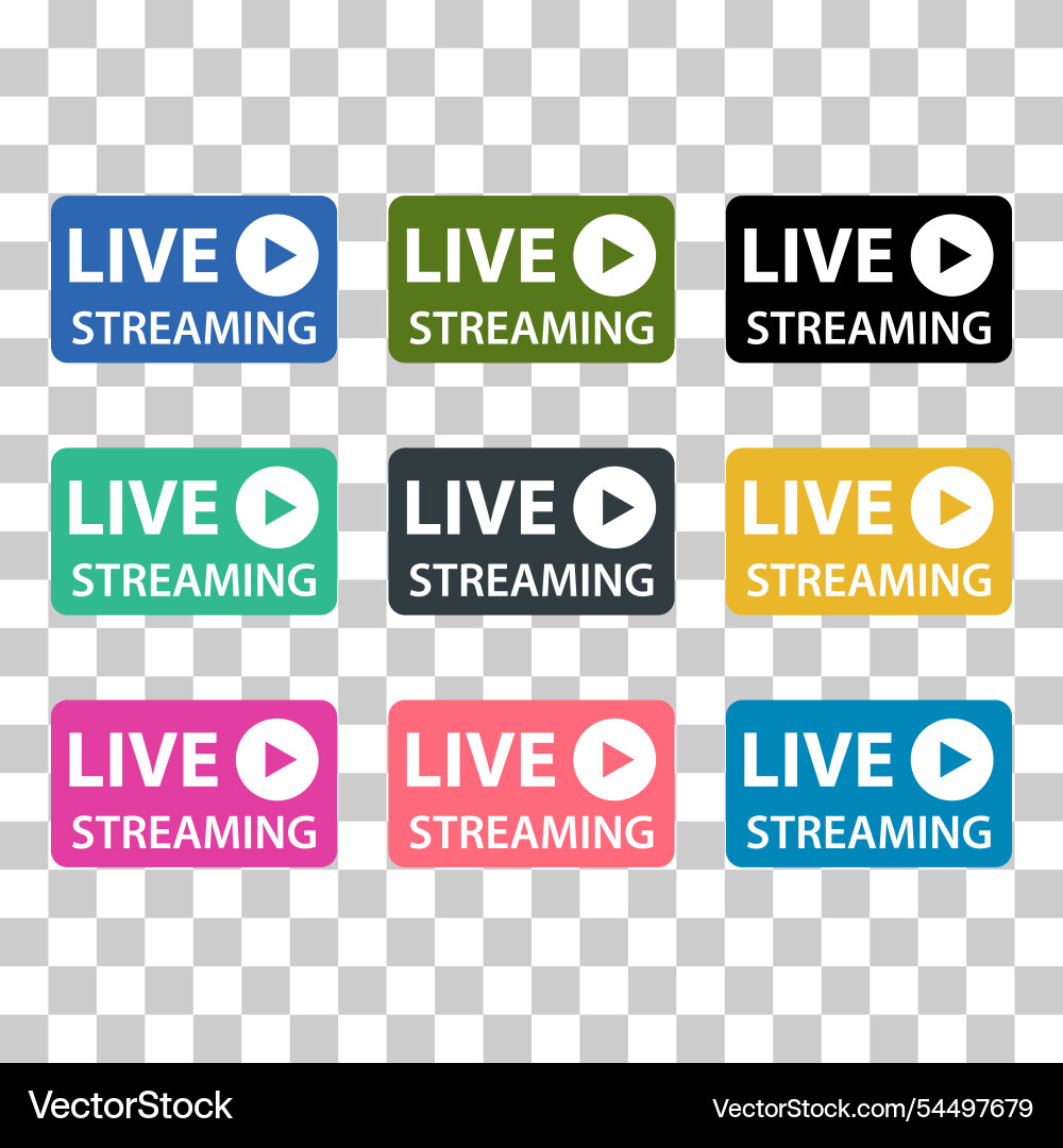 Set of live streaming icon stream button design Set of live streaming icon stream button design vector image
