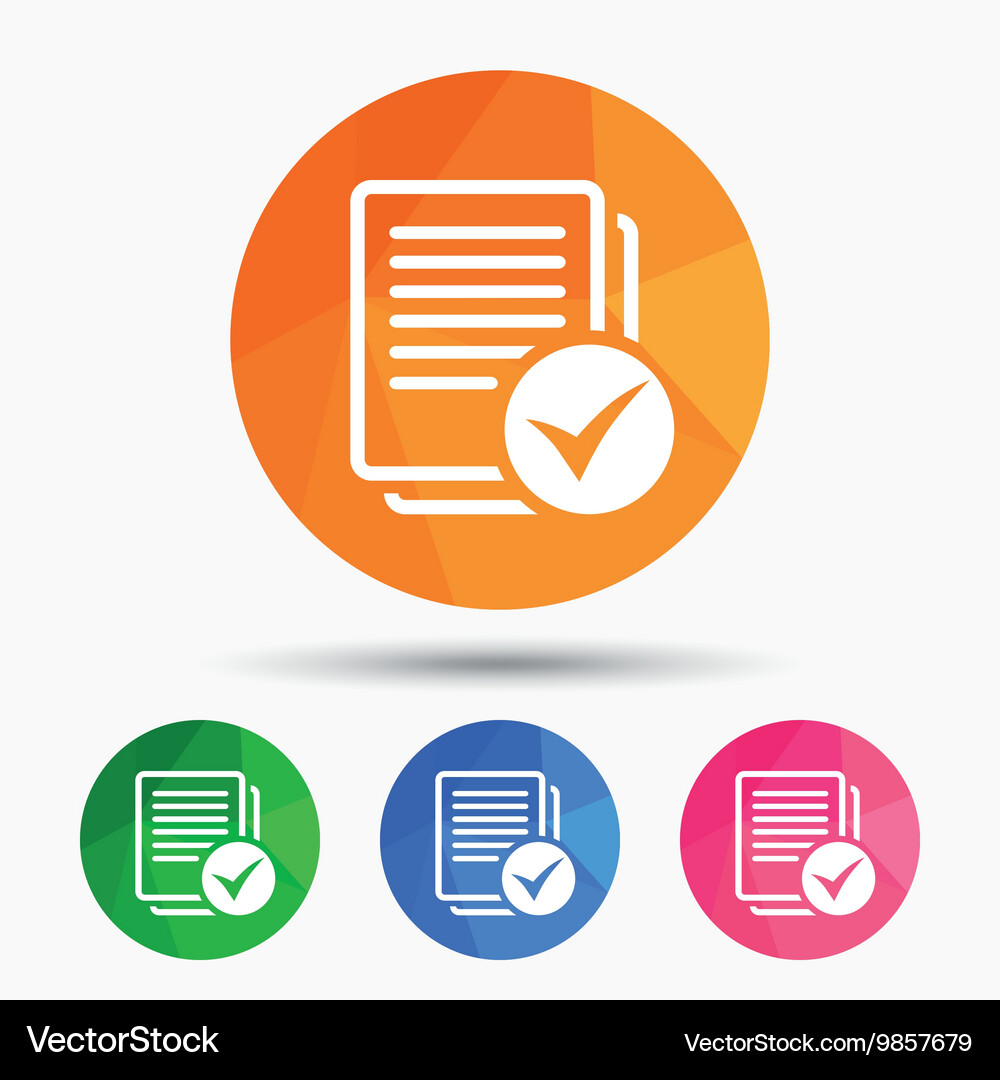 Text file sign icon check document symbol Vector Image