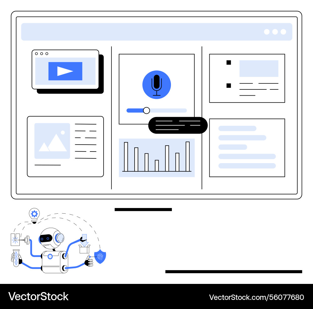 Ai-powered dashboard with interactive voice Ai-powered dashboard with interactive voice Vector Image