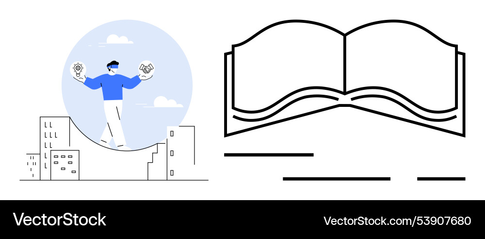 Balancing knowledge and ideas with open book Vector Image