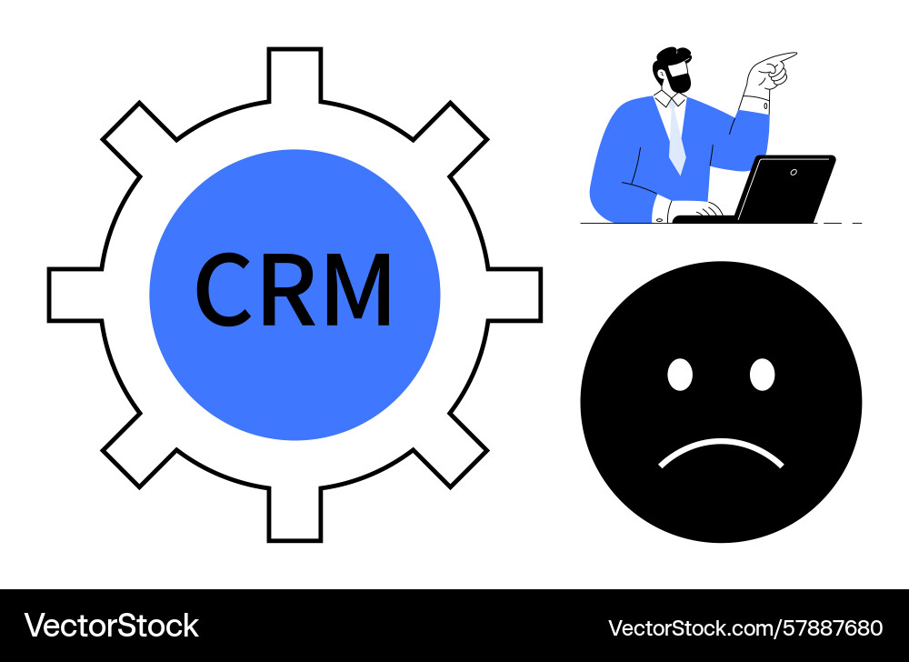 Crm gear with user interaction and negative Vector Image