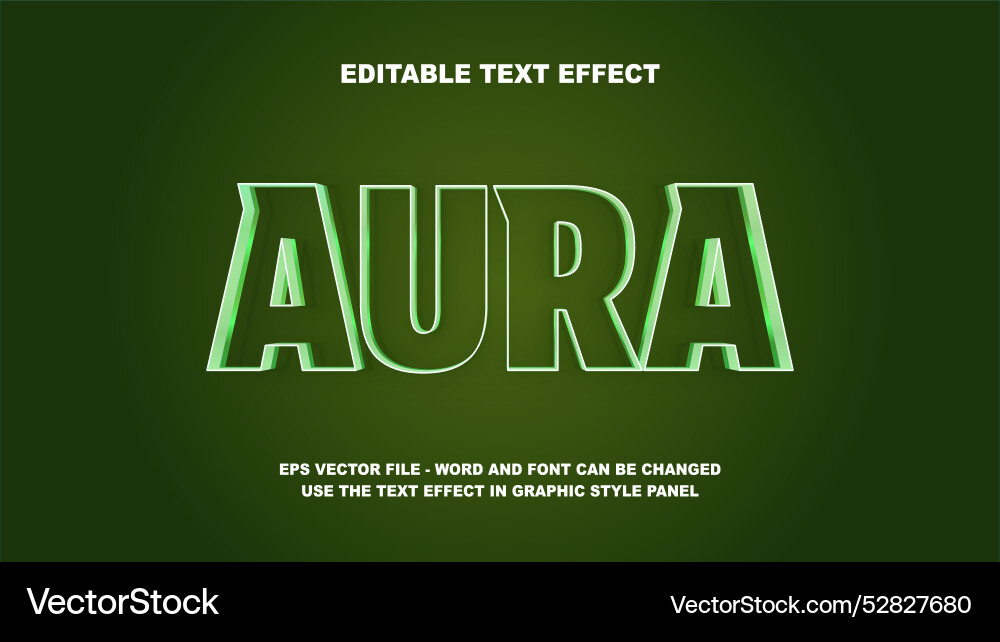 Editable text effect aura 3d template Vector Image