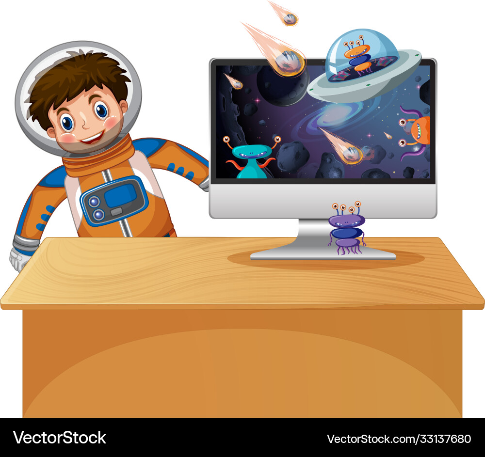 Galaxy background on computer screen vector image