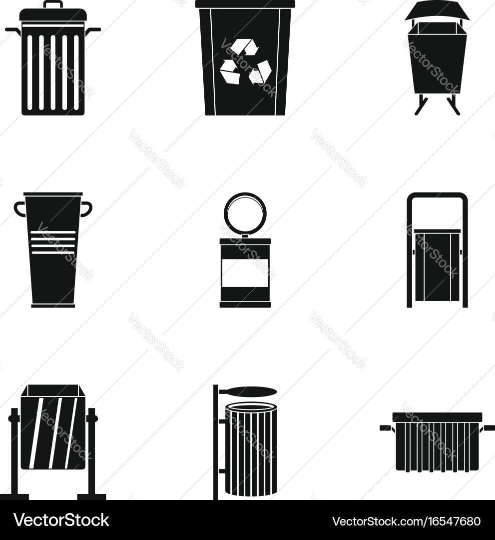 Garbage storage icon set simple style Vector Image
