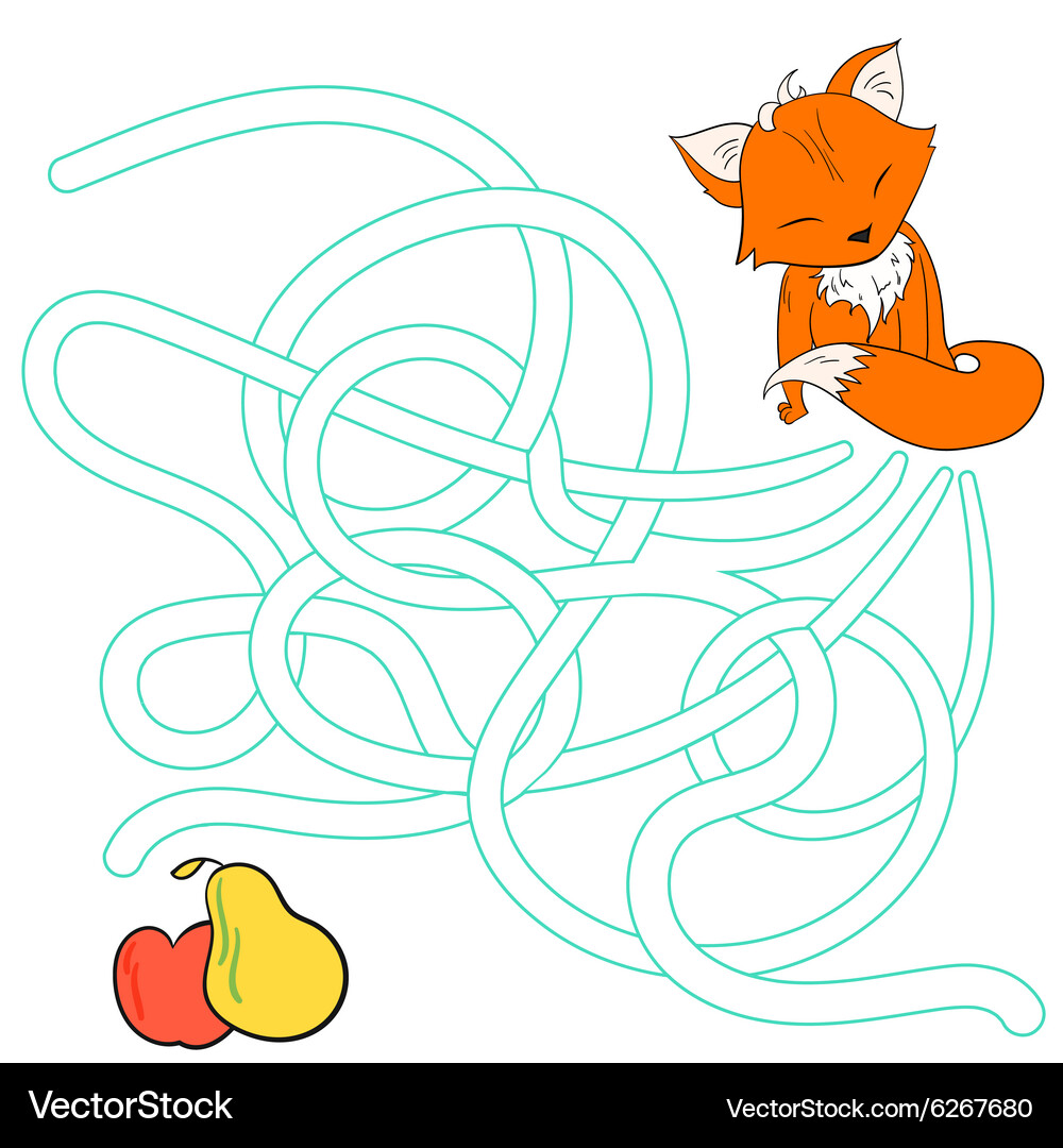Layout for game labyrinth find a way fox Vector Image