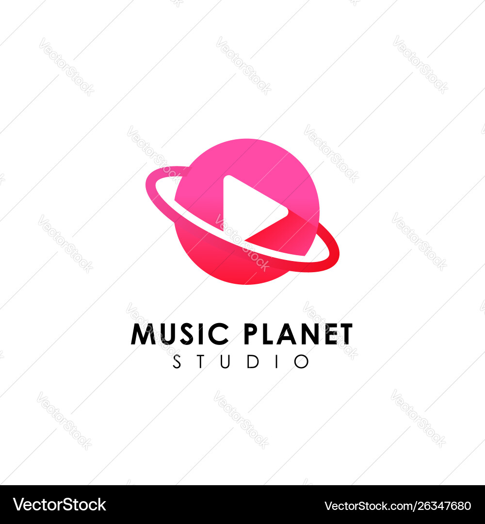 Music planet logo design concept play icon Music planet logo design concept play icon vector image