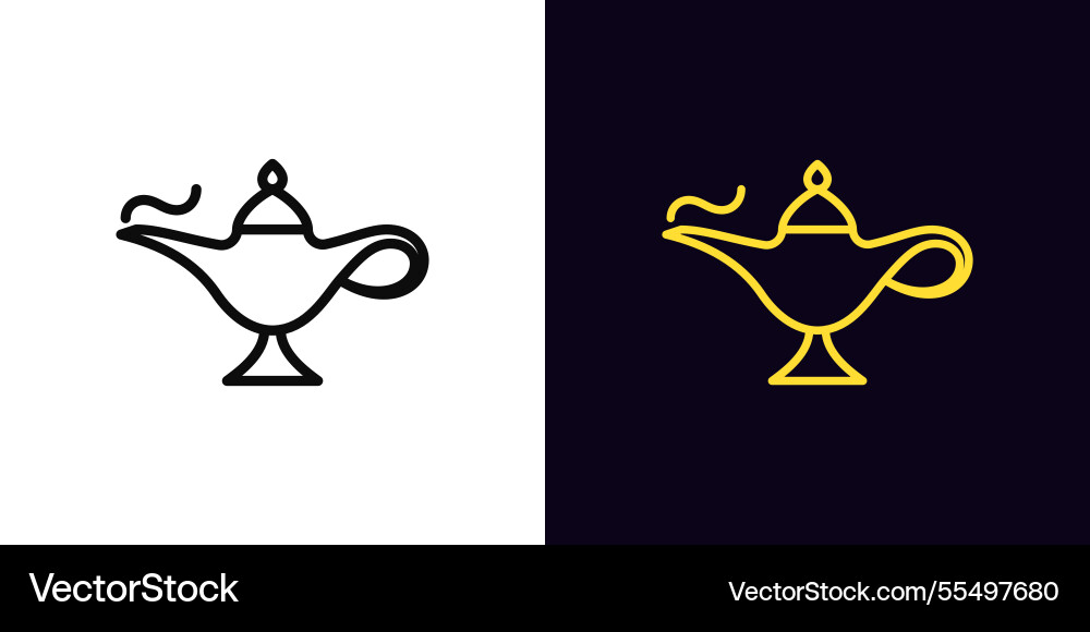 Outline magic lamp icon with editable stroke Outline magic lamp icon with editable stroke Vector Image