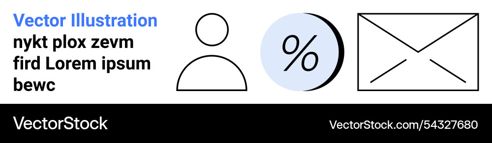 Percentage icon user outline and simple envelope Percentage icon user outline and simple envelope vector image