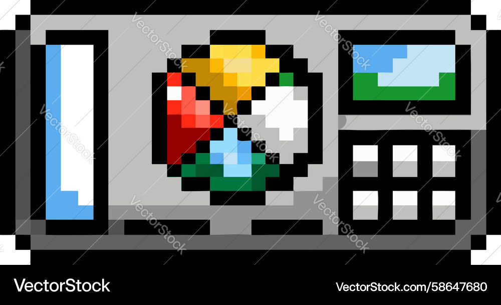 Pixel Server Rack with Data Screen Vector Image