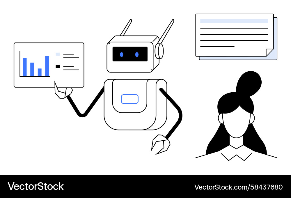 Robot Data Analysis Chart Vector Image