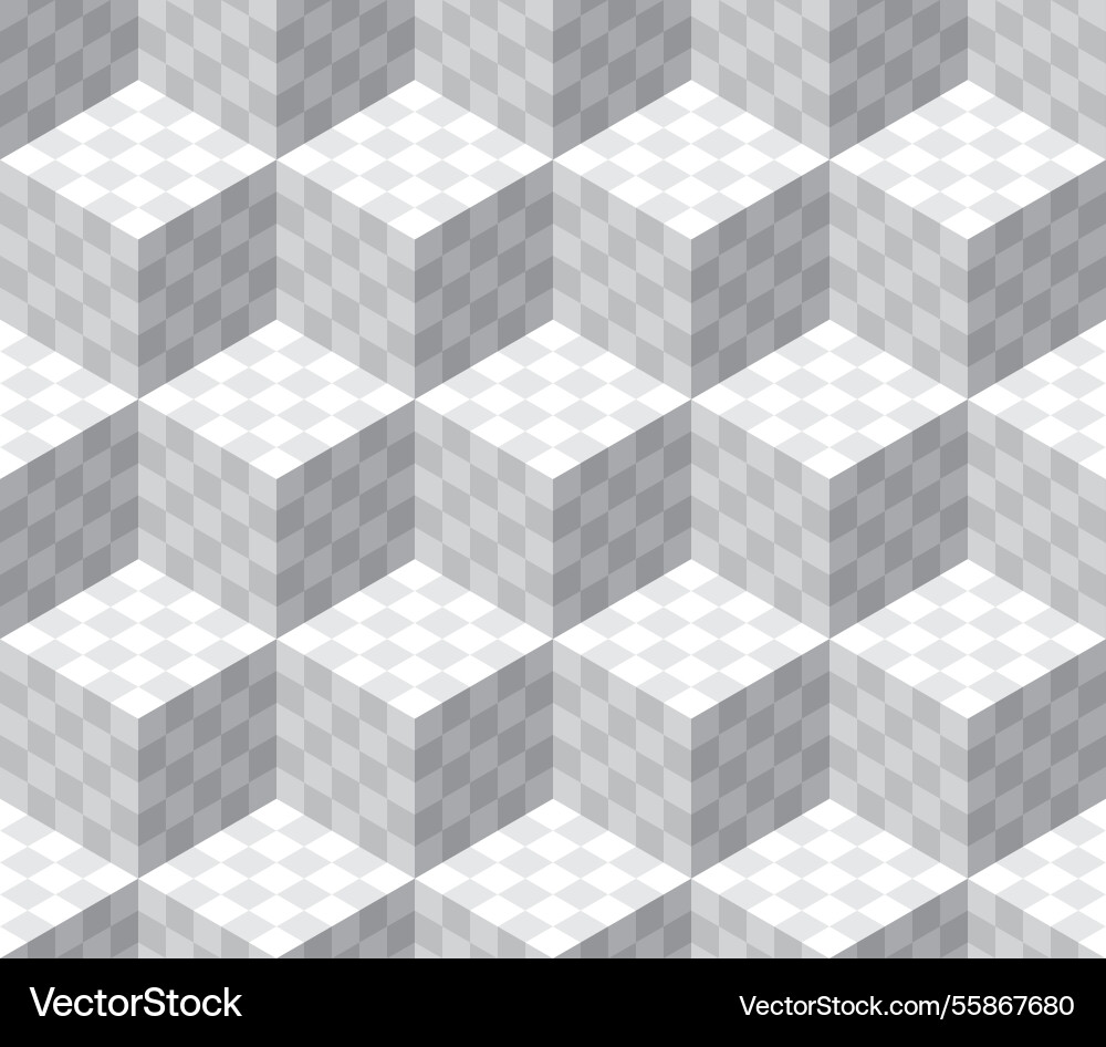 Seamless pattern with checkered 3d cubes Seamless pattern with checkered 3d cubes vector image