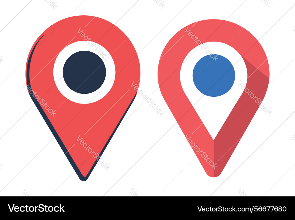 Two location pins red map markers with black Vector Image