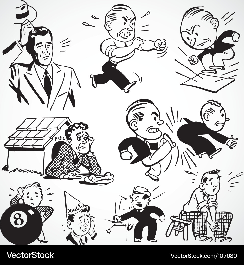 Vintage Angry Men Vector Image