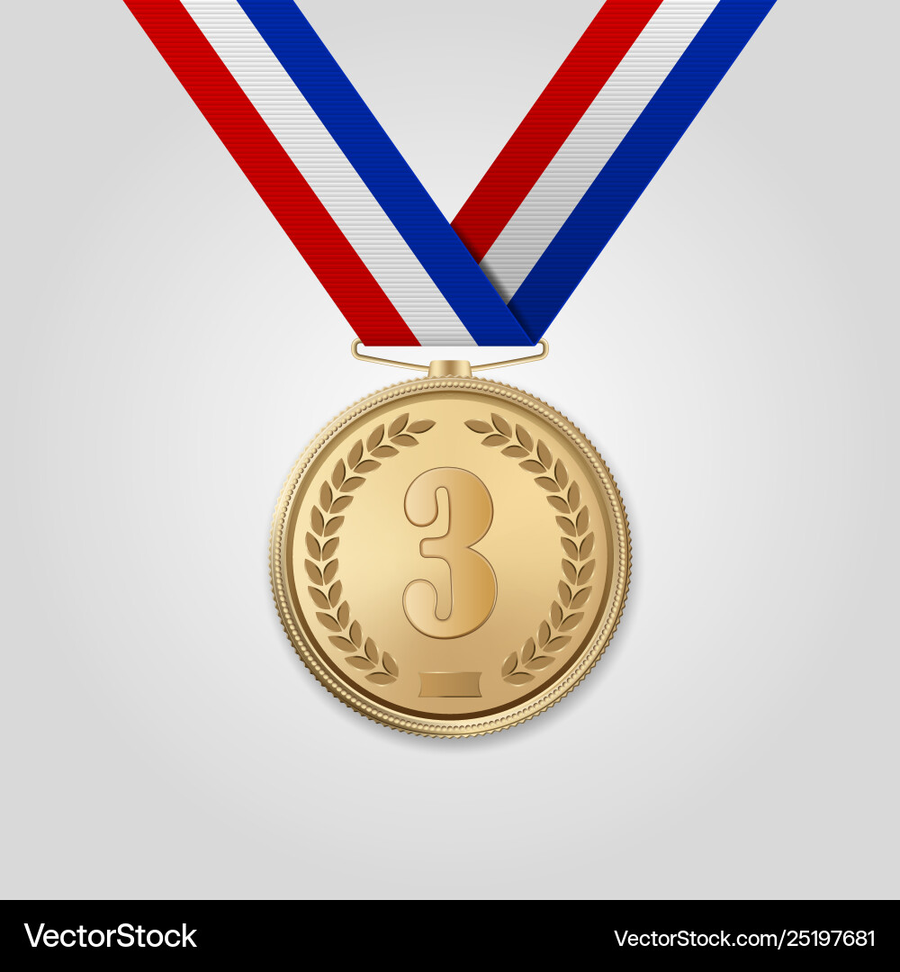 3d realistic bronze award medal with color Vector Image