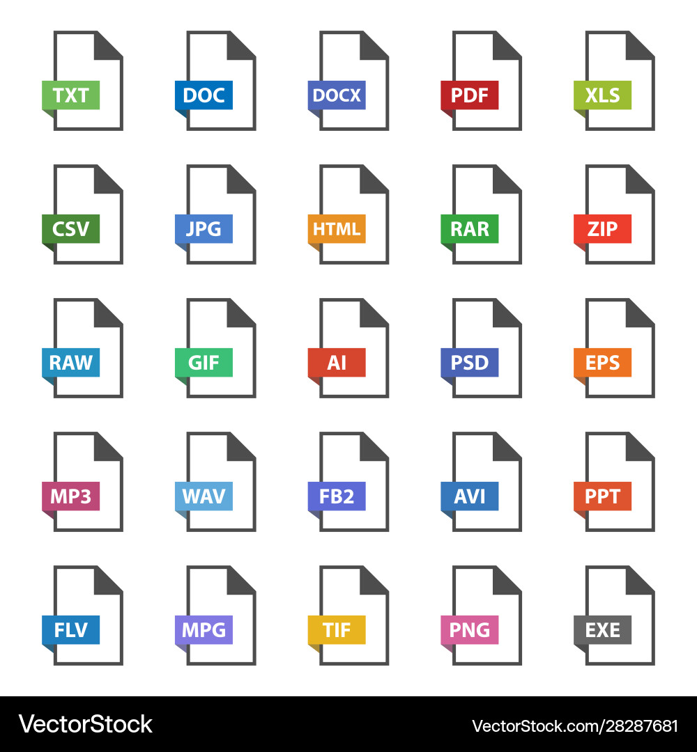 Document & File Format Icons vector image
