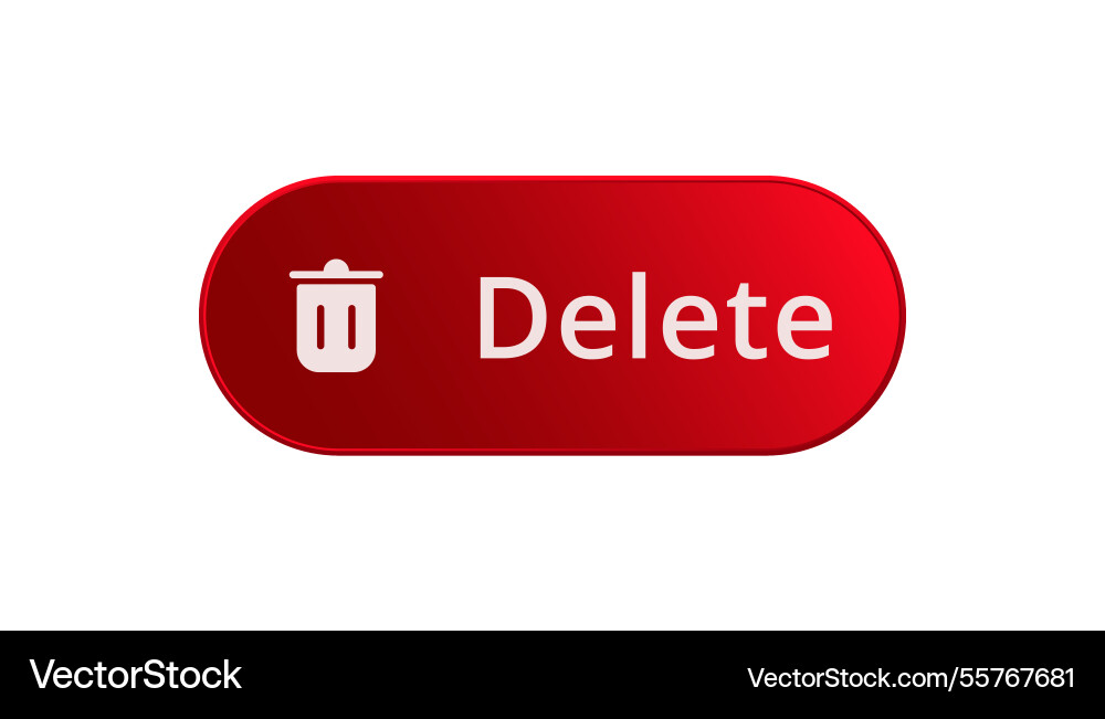 Red delete button with white text Vector Image