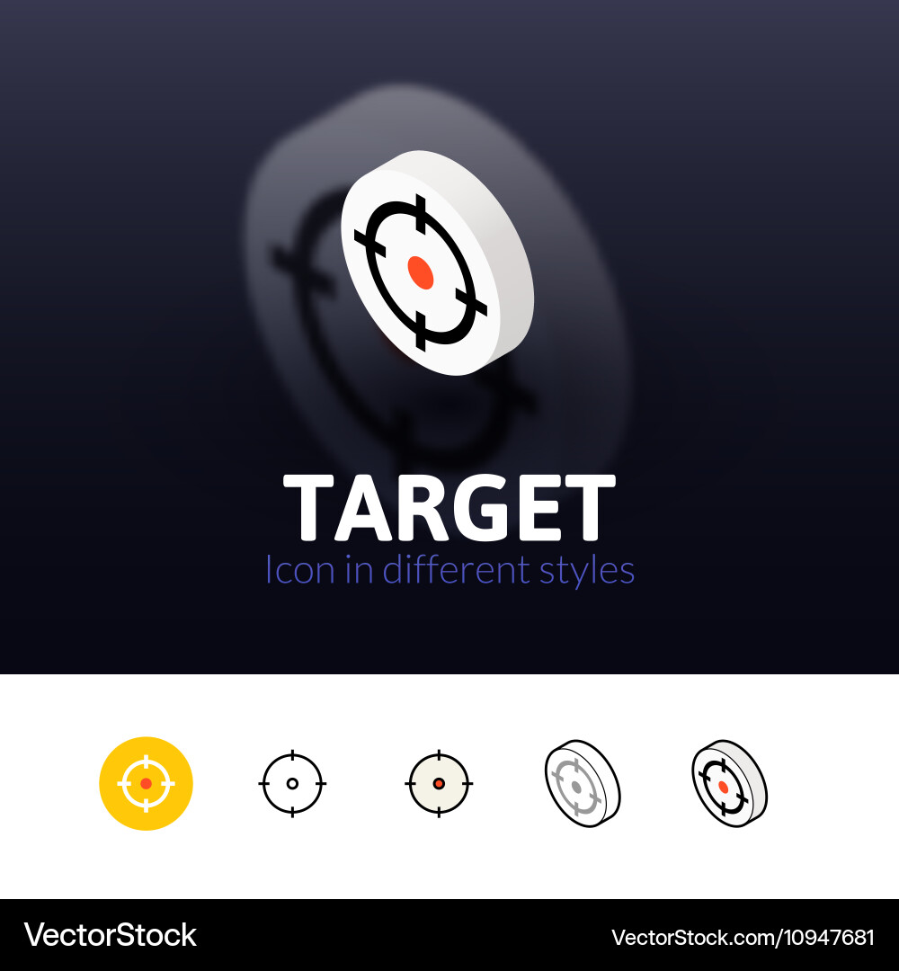 Target icon in different style vector image
