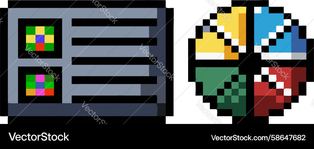 Data Analysis Pixel Chart Icon Vector Image