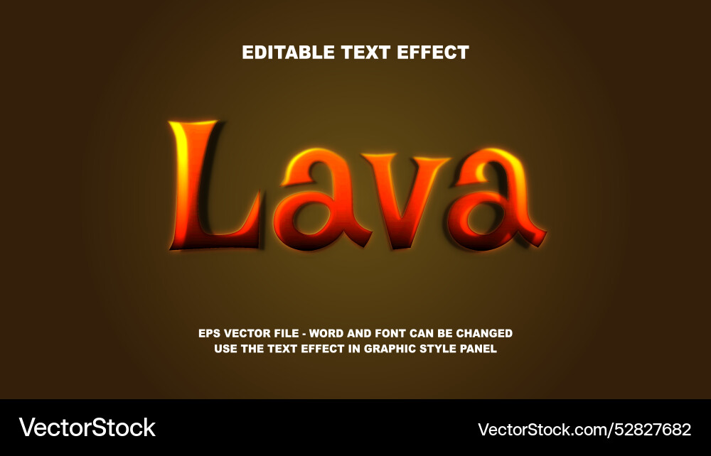 Editable text effect lava 3d template Vector Image
