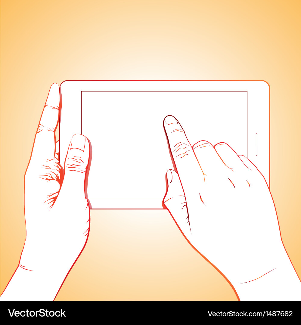 Hands on Tablet Display vector image