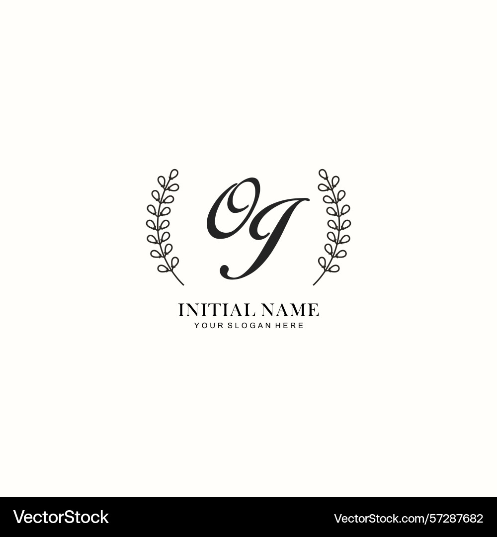 Oj initial logo templates with botanical elements Oj initial logo templates with botanical elements Vector Image