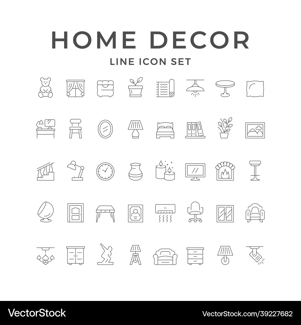 Set line icons of home decor Set line icons of home decor vector image