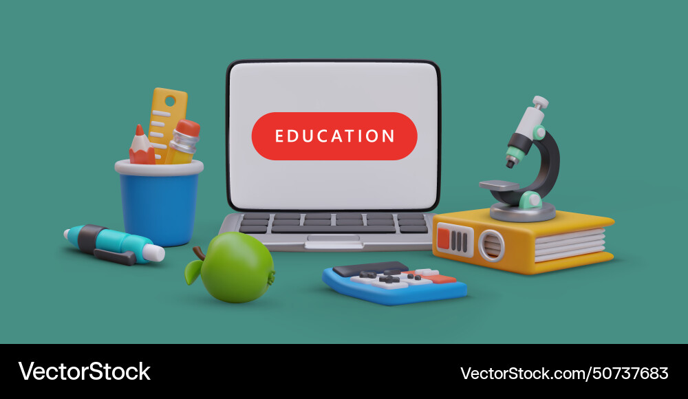 Advertising poster with different stuff for study Vector Image