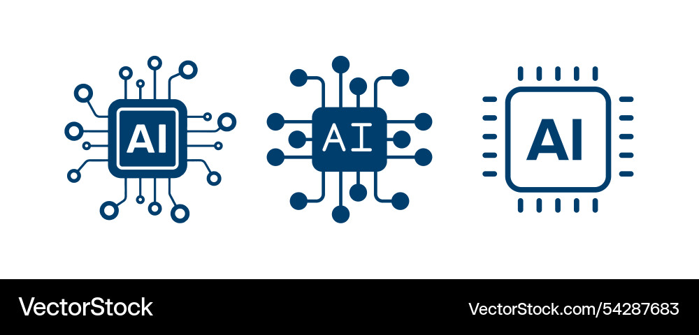Artificial intelligence ai processor chip icon Artificial intelligence ai processor chip icon vector image