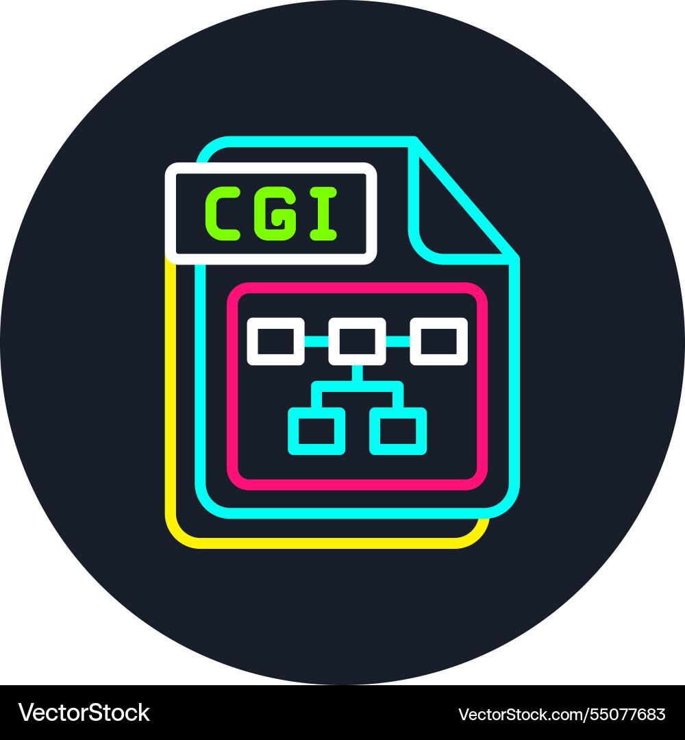 Cgi line multi color icon Vector Image