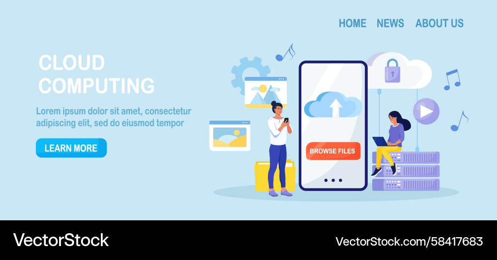 Cloud Data Storage and Computing Vector Image