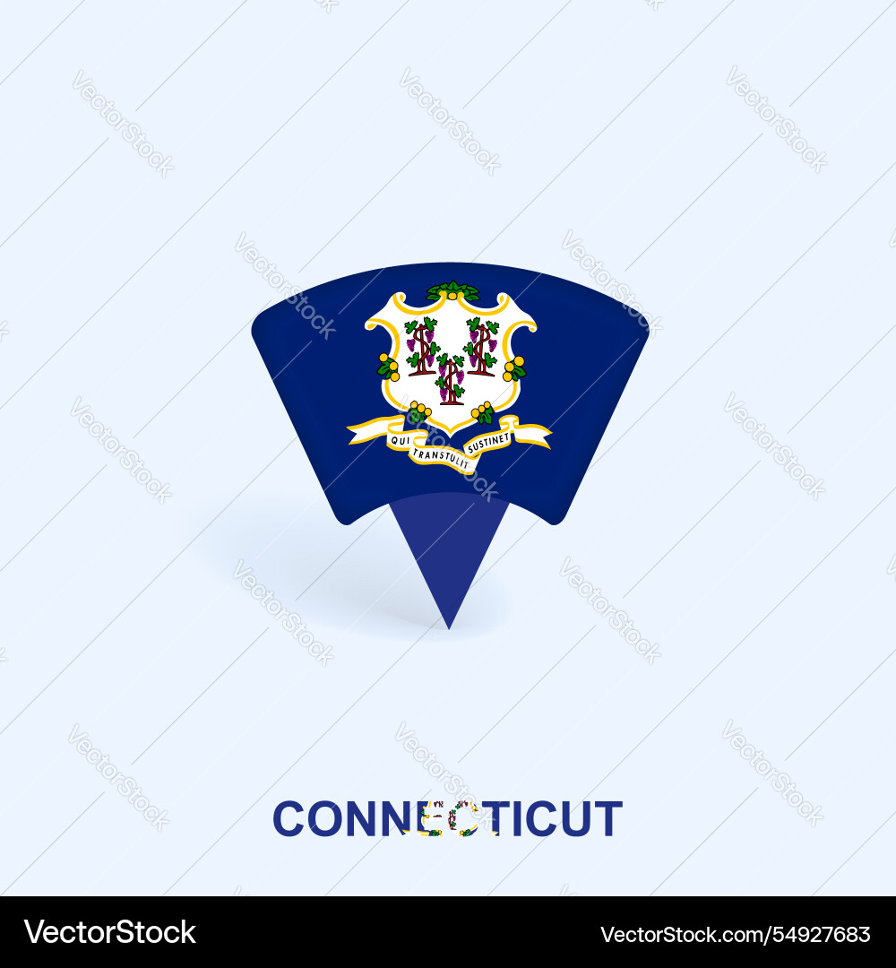 Connecticut Flag Map Pointer Design mit Schatten Connecticut Flag Map Pointer Design mit Schatten vektorbild
