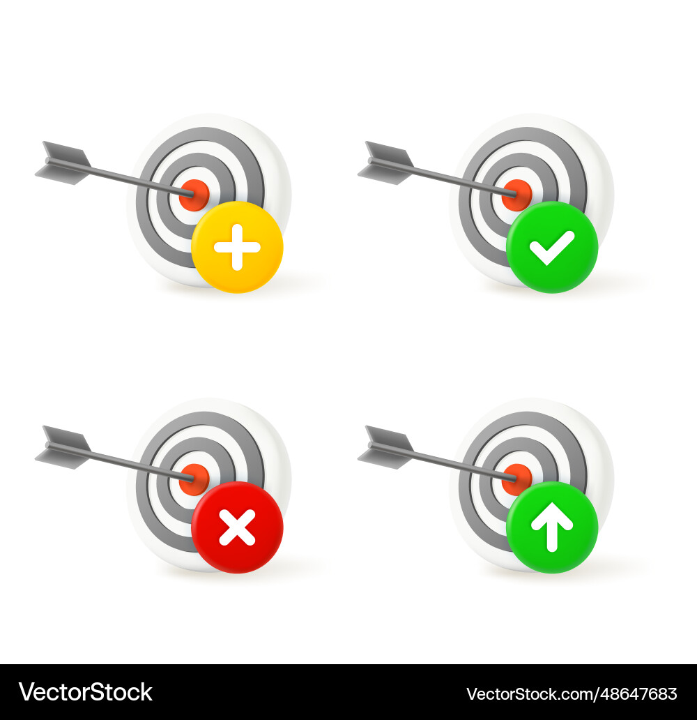 Darts game icon set with different pictograms 3d Vector Image